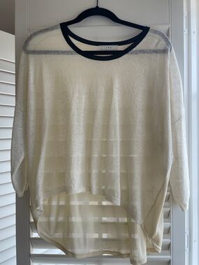IRO Sheer Cream Knit Top with Black Trim